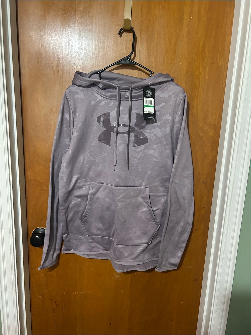 NWT Under Armour Women’s Large Purple Gray Camo Logo Hoodie